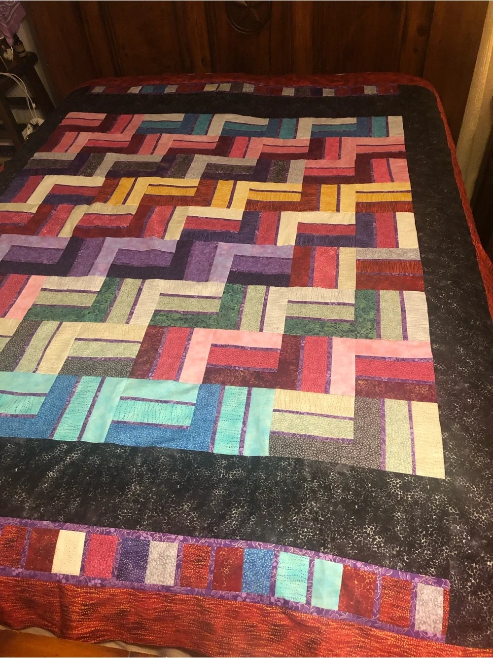HAND PIECED  - ONE OF A KIND Multicolor Patchwork Quilt